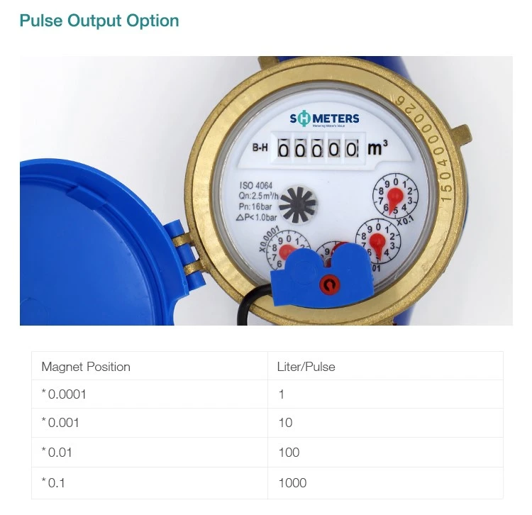 Multi-jet Dry Dial Cold Water Meter pluse Multi-jet Dry Dial Cold Water Meter pluse