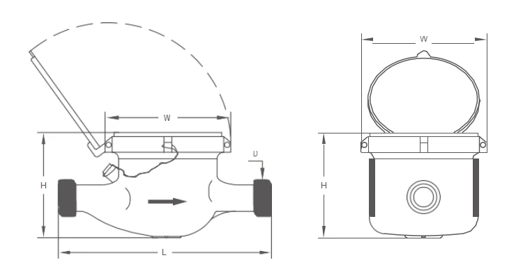 Multi-jet Dry Dial Cold Water Meter dimension Multi-jet Dry Dial Cold Water Meter dimension